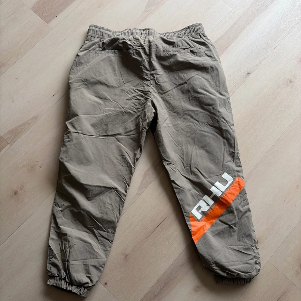 Zara Tan Jogger Pants with Orange & White Accent